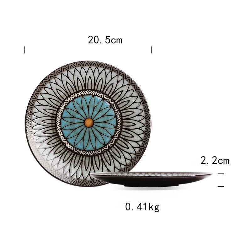 Ceramic Plate Flat Plate Creative Dish Plate Japanese Vintage Tableware - Grand Goldman