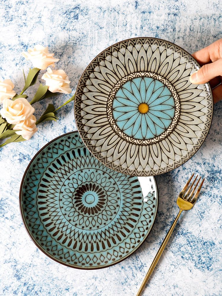 Ceramic Plate Flat Plate Creative Dish Plate Japanese Vintage Tableware - Grand Goldman