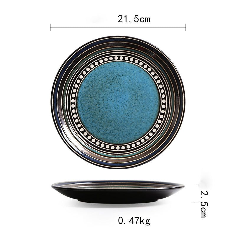 Ceramic Plate Flat Plate Creative Dish Plate Japanese Vintage Tableware - Grand Goldman