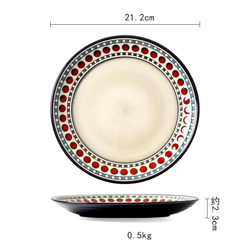 Ceramic Plate Flat Plate Creative Dish Plate Japanese Vintage Tableware - Grand Goldman