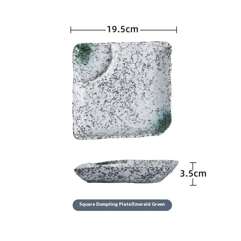 Ceramic Vinegar Dumpling Plate Bowl And Dish Compartment Household Creative Barbecue Plate Sushi Dipping Sauce - Grand Goldman