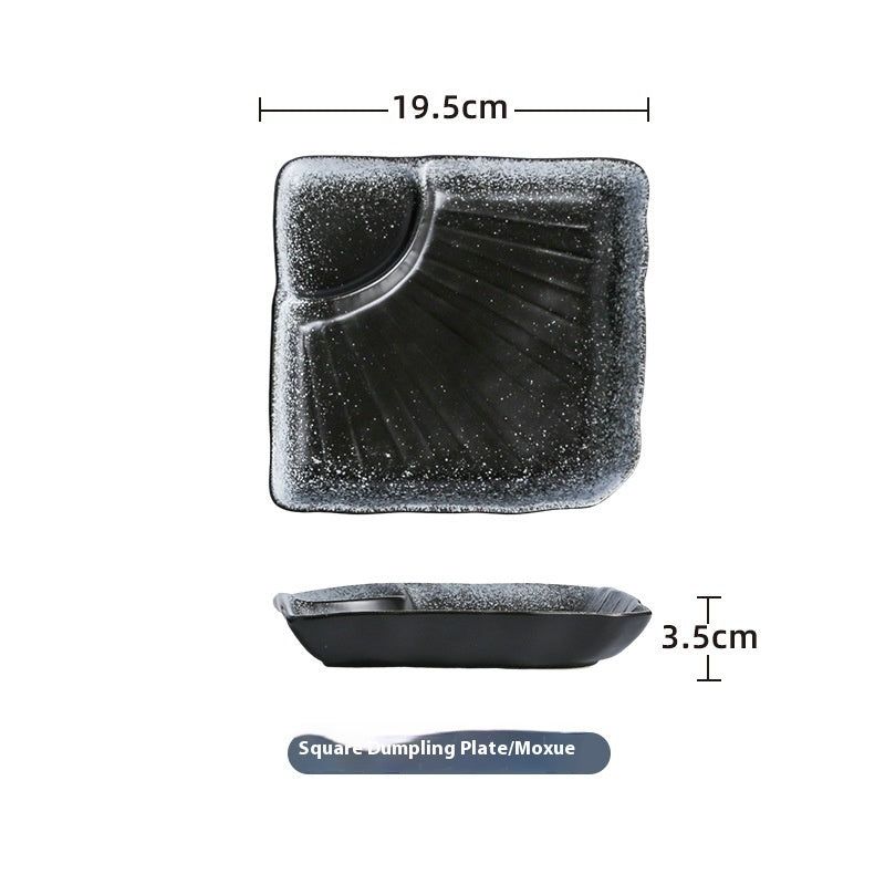 Ceramic Vinegar Dumpling Plate Bowl And Dish Compartment Household Creative Barbecue Plate Sushi Dipping Sauce - Grand Goldman
