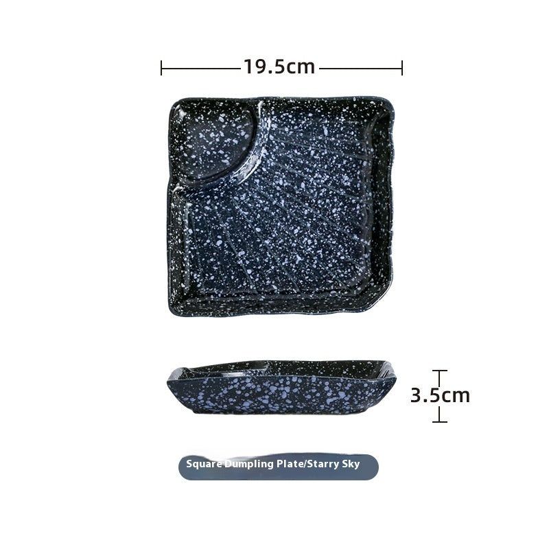 Ceramic Vinegar Dumpling Plate Bowl And Dish Compartment Household Creative Barbecue Plate Sushi Dipping Sauce - Grand Goldman