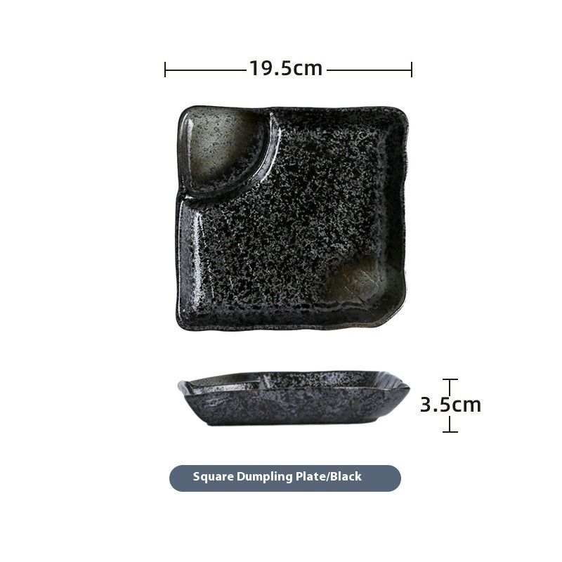 Ceramic Vinegar Dumpling Plate Bowl And Dish Compartment Household Creative Barbecue Plate Sushi Dipping Sauce - Grand Goldman