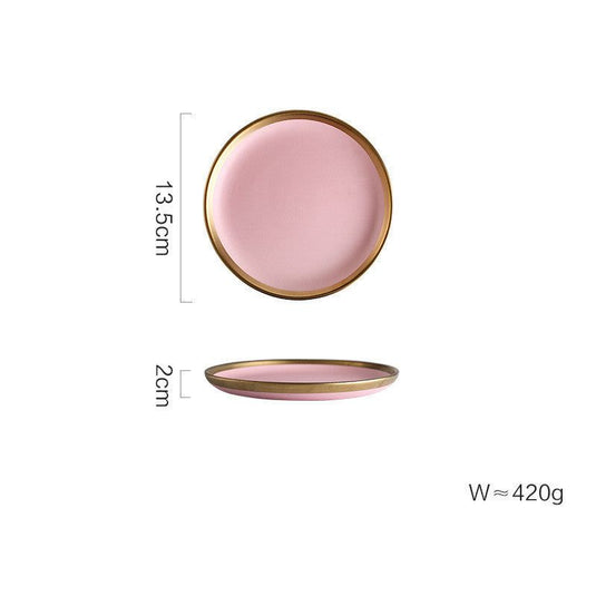 Ceramic pink household simple tableware - Grand Goldman