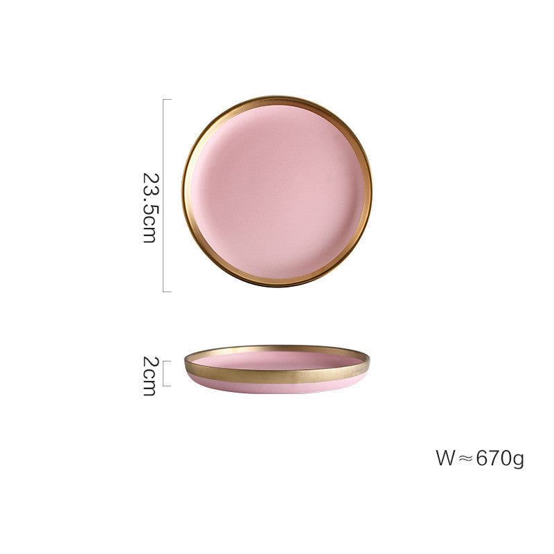 Ceramic pink household simple tableware - Grand Goldman