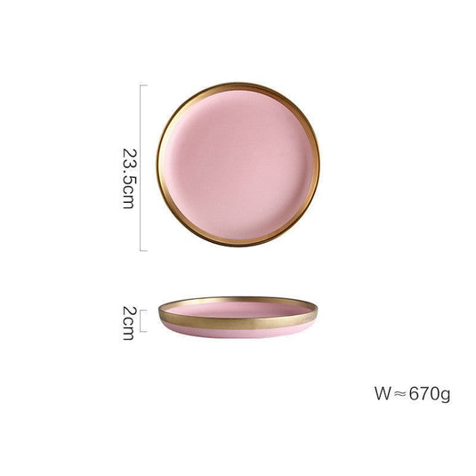 Ceramic pink household simple tableware - Grand Goldman