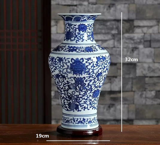 Vase en céramique porcelaine à corps fin bleu et blanc, étagère classique pour la maison, chambre à coucher, salon, table chinoise, ornements Jingdezhen, grands vases blancs avec arabesques bleues et peintures nostalgiques à la main