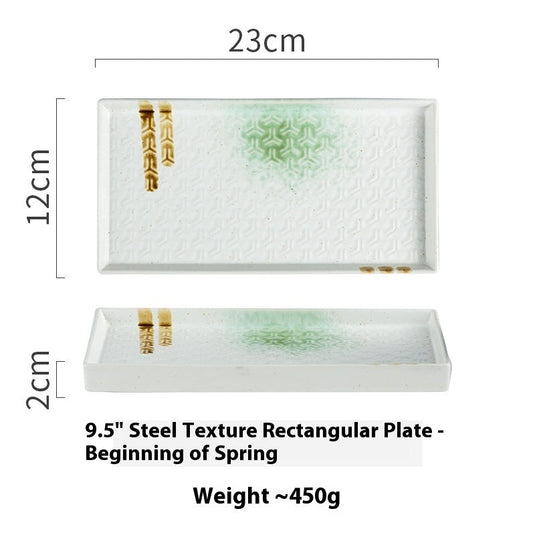 Ceramic Barbecue Plate Household Rectangular Snack Plate - Grand Goldman