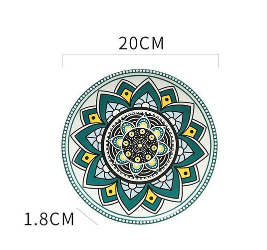Ceramic Bohemian Tableware Platter Moroccan Pattern Ethnic Flat Plate - Grand Goldman