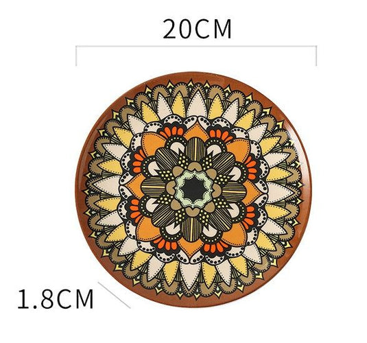 Ceramic Bohemian Tableware Platter Moroccan Pattern Ethnic Flat Plate - Grand Goldman