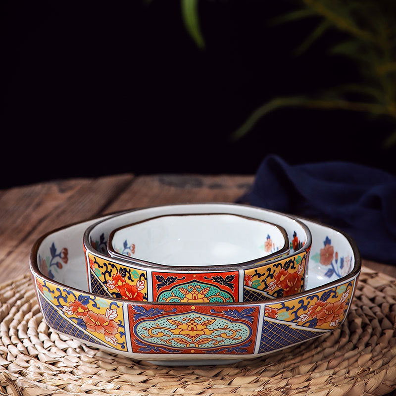 Ceramic Bowl Japanese Octagonal Tableware For Household Use - Grand Goldman