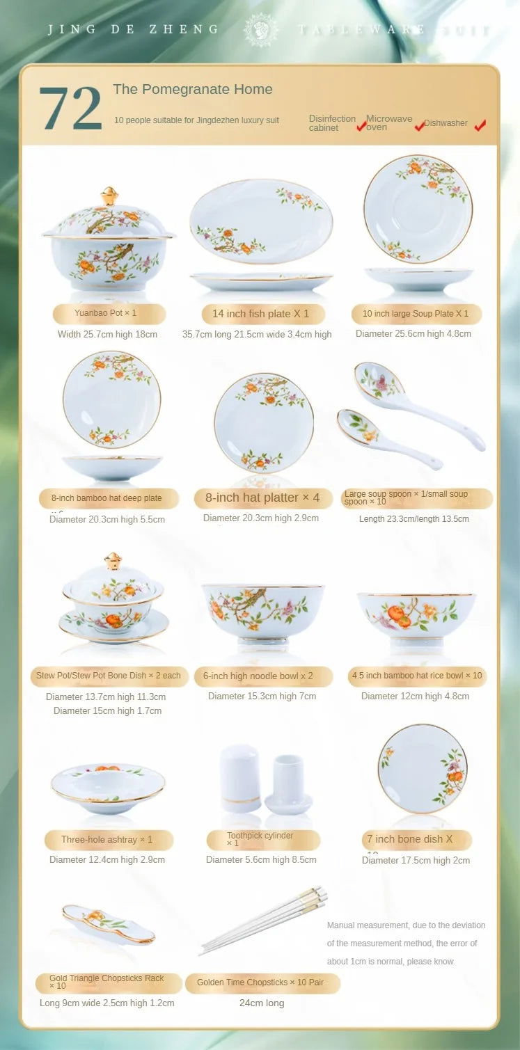 Ceramic Bowl and Plate Set Household Gold Border Ceramic Bowls and Dishes Home Tableware Set - Grand Goldman