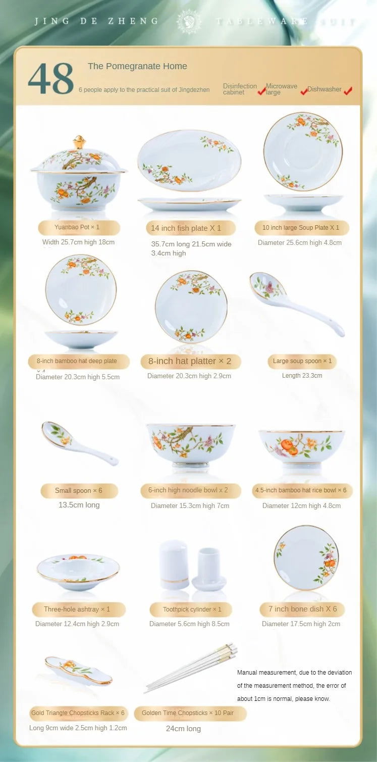 Ceramic Bowl and Plate Set Household Gold Border Ceramic Bowls and Dishes Home Tableware Set - Grand Goldman