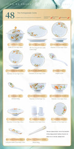 Ceramic Bowl and Plate Set Household Gold Border Ceramic Bowls and Dishes Home Tableware Set - Grand Goldman