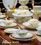 Ceramic Bowl and Plate Set Household Gold Border Ceramic Bowls and Dishes Home Tableware Set - Grand Goldman