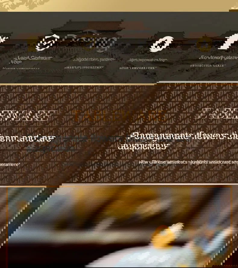 Ceramic Bowl and Plate Set Household Gold Border Ceramic Bowls and Dishes Home Tableware Set - Grand Goldman