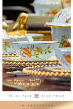 Ceramic Bowl and Plate Set Household Gold Border Ceramic Bowls and Dishes Home Tableware Set - Grand Goldman