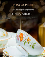 Ceramic Bowl and Plate Set Household Gold Border Ceramic Bowls and Dishes Home Tableware Set - Grand Goldman