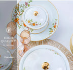 Ceramic Bowl and Plate Set Household Gold Border Ceramic Bowls and Dishes Home Tableware Set - Grand Goldman