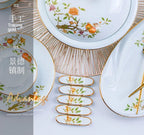 Ceramic Bowl and Plate Set Household Gold Border Ceramic Bowls and Dishes Home Tableware Set - Grand Goldman