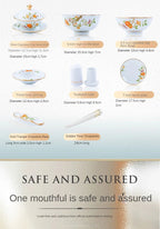 Ceramic Bowl and Plate Set Household Gold Border Ceramic Bowls and Dishes Home Tableware Set - Grand Goldman