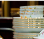 Ceramic Bowl and Plate Set Household Gold Border Ceramic Bowls and Dishes Home Tableware Set - Grand Goldman