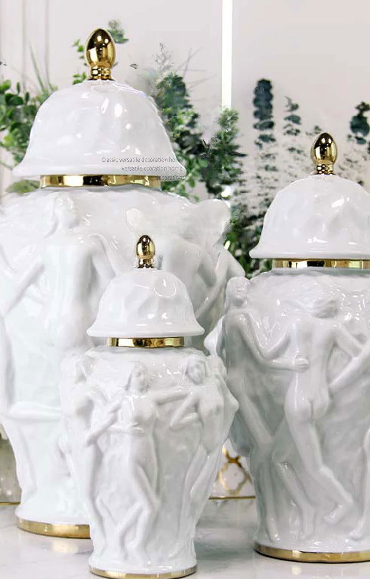 Ceramic Checkmate Jar Abstract Human Ginger Jar Art Body Crafts Flower Vase Ceramic Bottle Home Decoration Accessories - Grand Goldman