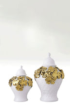 Ceramic Checkmate Jar Argyle Ginger Jar Embossed Gold Petal Storage Tank Flower Vase Home Decoration Accessories - Grand Goldman