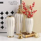 Ceramic Checkmate Jar Flower Vase Geometric Gold Edge Ginger Jar Storage Tank China Pot Porcelain Home Decoration Accessories - Grand Goldman