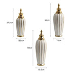 Ceramic Checkmate Jar Flower Vase Geometric Gold Edge Ginger Jar Storage Tank China Pot Porcelain Home Decoration Accessories - Grand Goldman
