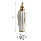 Ceramic Checkmate Jar Flower Vase Geometric Gold Edge Ginger Jar Storage Tank China Pot Porcelain Home Decoration Accessories - Grand Goldman