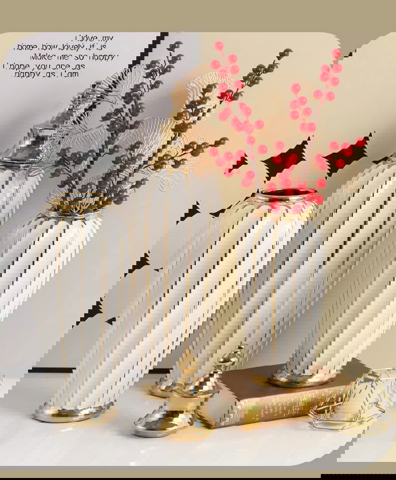 Ceramic Checkmate Jar Flower Vase Geometric Gold Edge Ginger Jar Storage Tank China Pot Porcelain Home Decoration Accessories - Grand Goldman