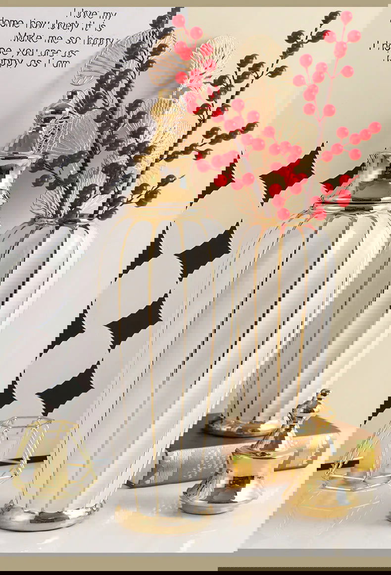 Ceramic Checkmate Jar Flower Vase Geometric Gold Edge Ginger Jar Storage Tank China Pot Porcelain Home Decoration Accessories - Grand Goldman