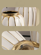 Ceramic Checkmate Jar Flower Vase Geometric Gold Edge Ginger Jar Storage Tank China Pot Porcelain Home Decoration Accessories - Grand Goldman