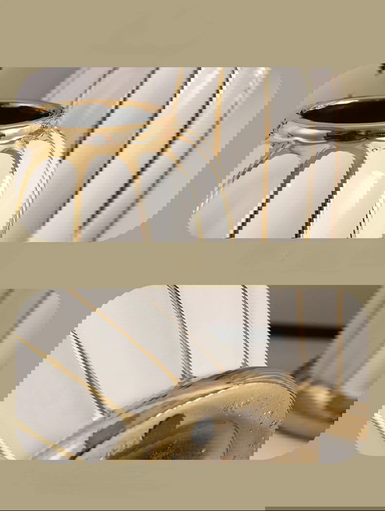 Ceramic Checkmate Jar Flower Vase Geometric Gold Edge Ginger Jar Storage Tank China Pot Porcelain Home Decoration Accessories - Grand Goldman