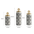 Ceramic Checkmate Jar Ginger Jar Flower Vase White Pattern Storage Tank Porcelain Handicraft Home Decoration Accessories - Grand Goldman