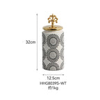 Ceramic Checkmate Jar Ginger Jar Flower Vase White Pattern Storage Tank Porcelain Handicraft Home Decoration Accessories - Grand Goldman