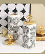 Ceramic Checkmate Jar Ginger Jar Flower Vase White Pattern Storage Tank Porcelain Handicraft Home Decoration Accessories - Grand Goldman