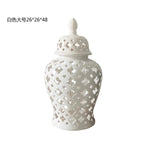 Ceramic Checkmate Jar Hollow Ginger Jar Porcelain Craftwork Vintage Bottle Storage Tank Vase Home Decoration Accessories - Grand Goldman