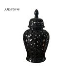 Ceramic Checkmate Jar Hollow Ginger Jar Porcelain Craftwork Vintage Bottle Storage Tank Vase Home Decoration Accessories - Grand Goldman