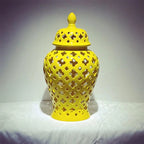 Ceramic Checkmate Jar Hollow Ginger Jar Porcelain Craftwork Vintage Bottle Storage Tank Vase Home Decoration Accessories - Grand Goldman