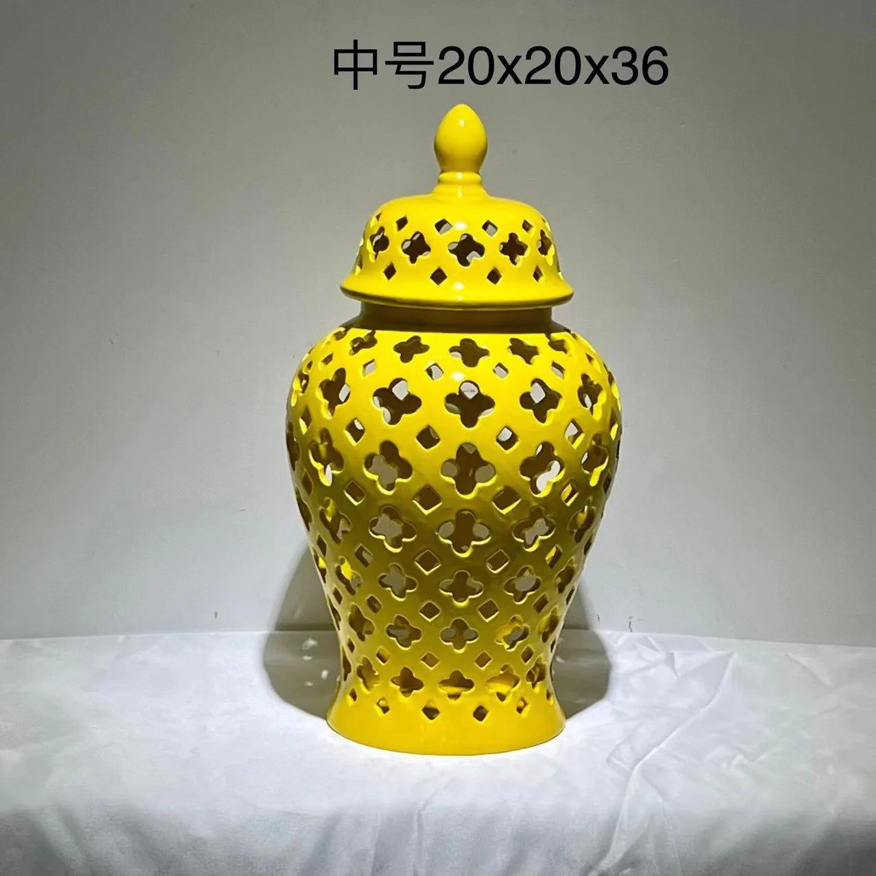 Ceramic Checkmate Jar Hollow Ginger Jar Porcelain Craftwork Vintage Bottle Storage Tank Vase Home Decoration Accessories - Grand Goldman