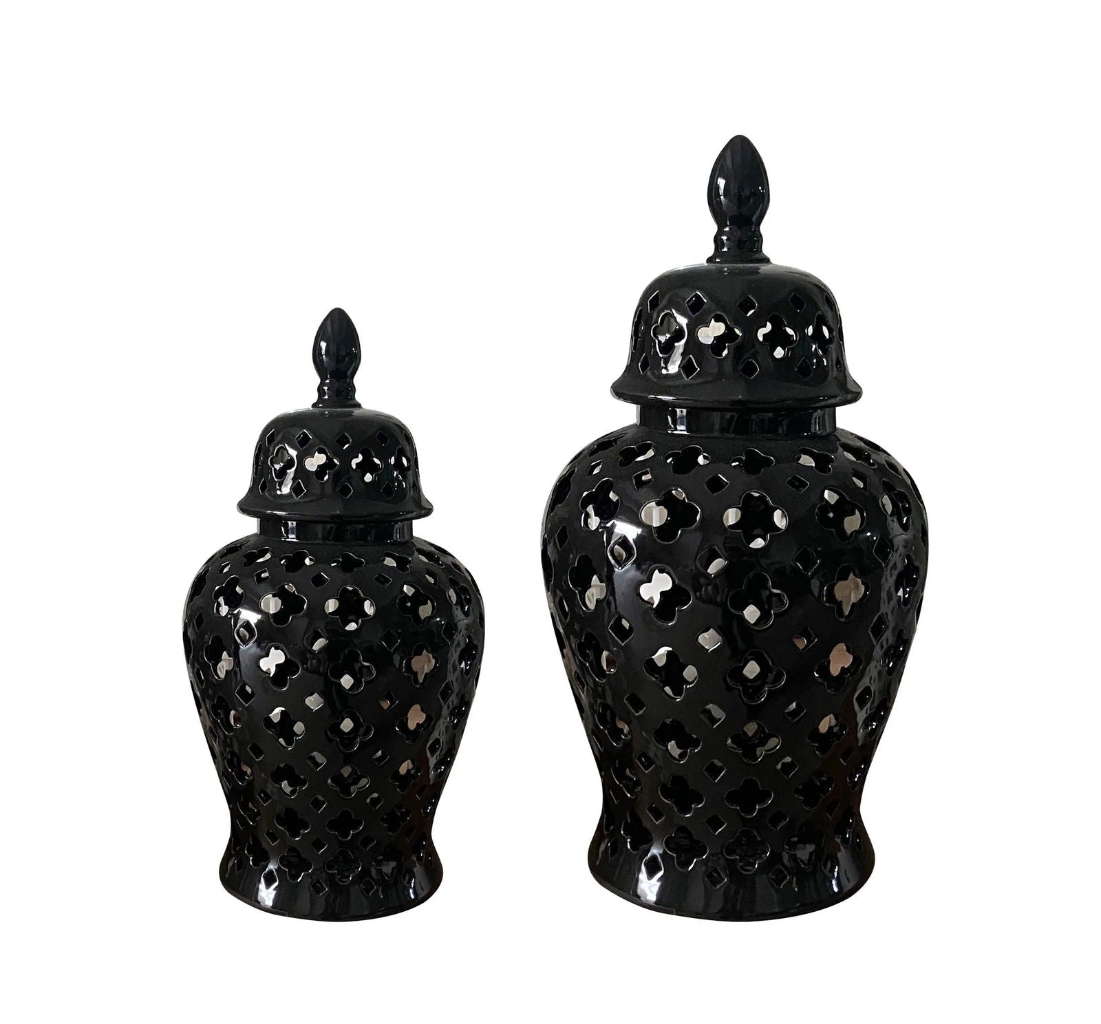 Ceramic Checkmate Jar Hollow Ginger Jar Porcelain Craftwork Vintage Bottle Storage Tank Vase Home Decoration Accessories - Grand Goldman