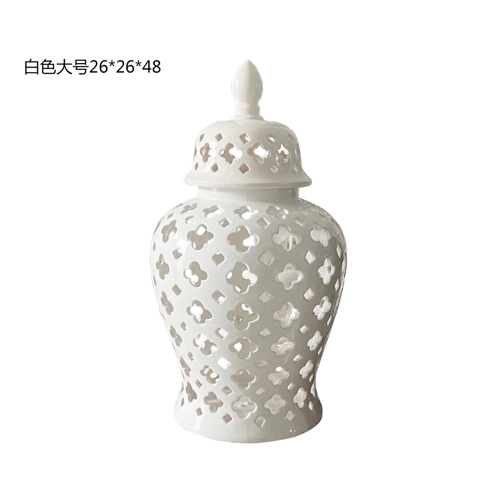 Ceramic Checkmate Jar Hollow Ginger Jar Porcelain Craftwork Vintage Bottle Storage Tank Vase Home Decoration Accessories - Grand Goldman