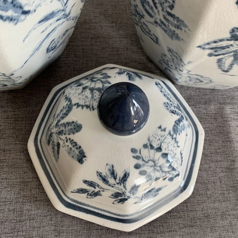Ceramic Decorative General Jar Hand Painted Blue and White Ginger Jar Flower Vase Handicraft Ornaments Home Decoration Vases - Grand Goldman