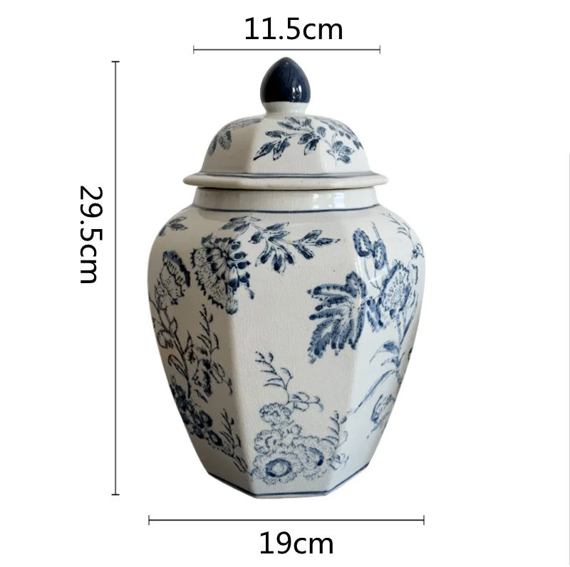 Ceramic Decorative General Jar Hand Painted Blue and White Ginger Jar Flower Vase Handicraft Ornaments Home Decoration Vases - Grand Goldman