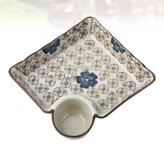 Ceramic Dumpling Plate With Vinegar Dish - Grand Goldman