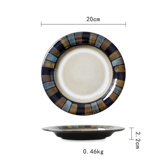 Ceramic Flat Plate Creative Japanese Retro Tableware - Grand Goldman
