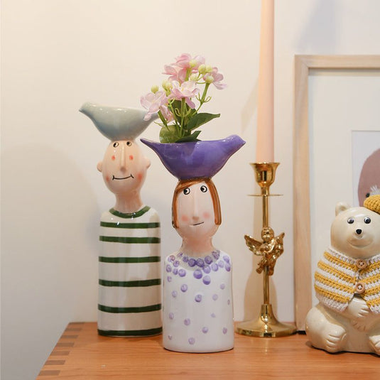 Ceramic Funny Dry Flower Vase Ornaments - Grand Goldman